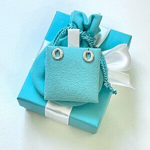 Tiffany & Co. Earrings Silver Elsa Peretti Sevillana Studs with Pouch Box EUC